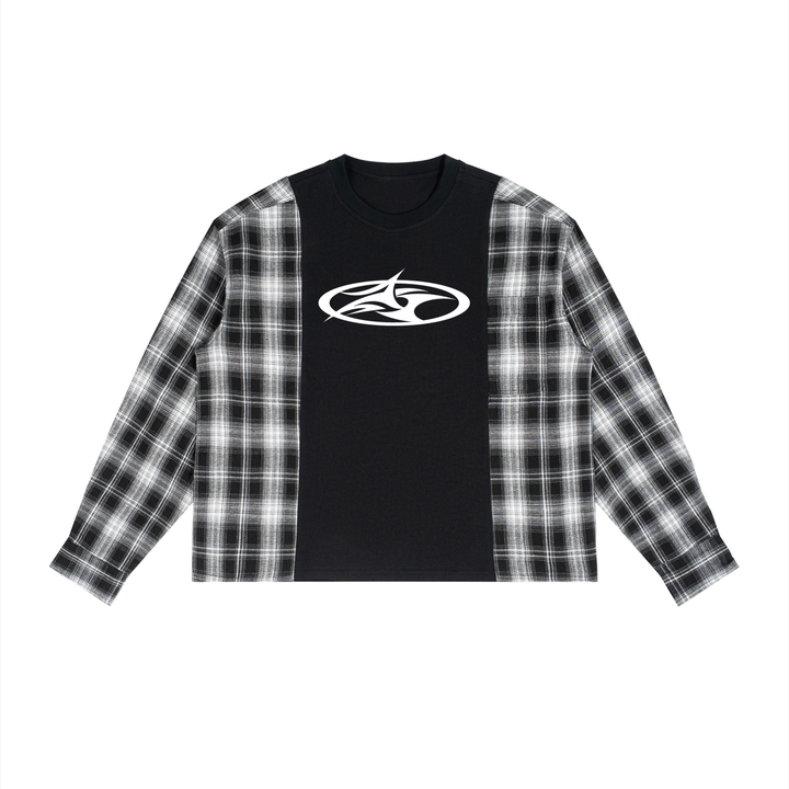 "Sync Plaid" Panel Long Sleeve T-Shirt