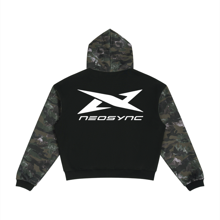 SYNC COLOR-BLOCK CAMO ZIP-UP HOODIE