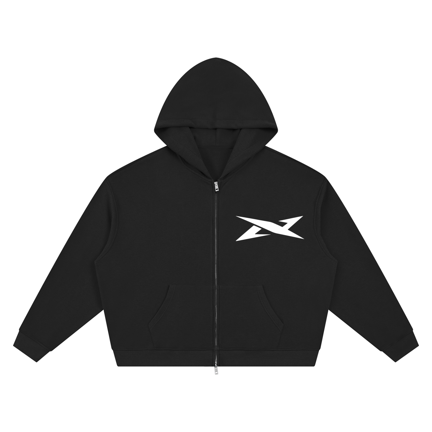 Unisex Waffle Boxy Full Zip Hoodie