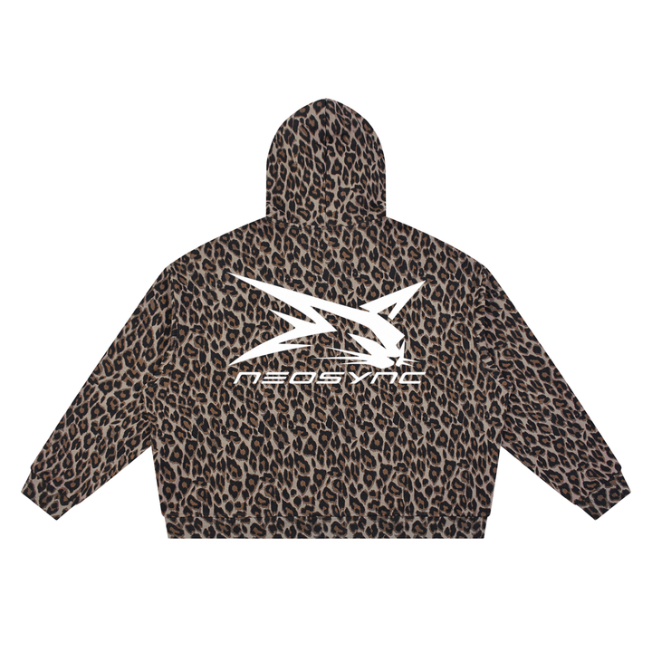 STRIPE LEOPARD ZIP-UP HOODIE