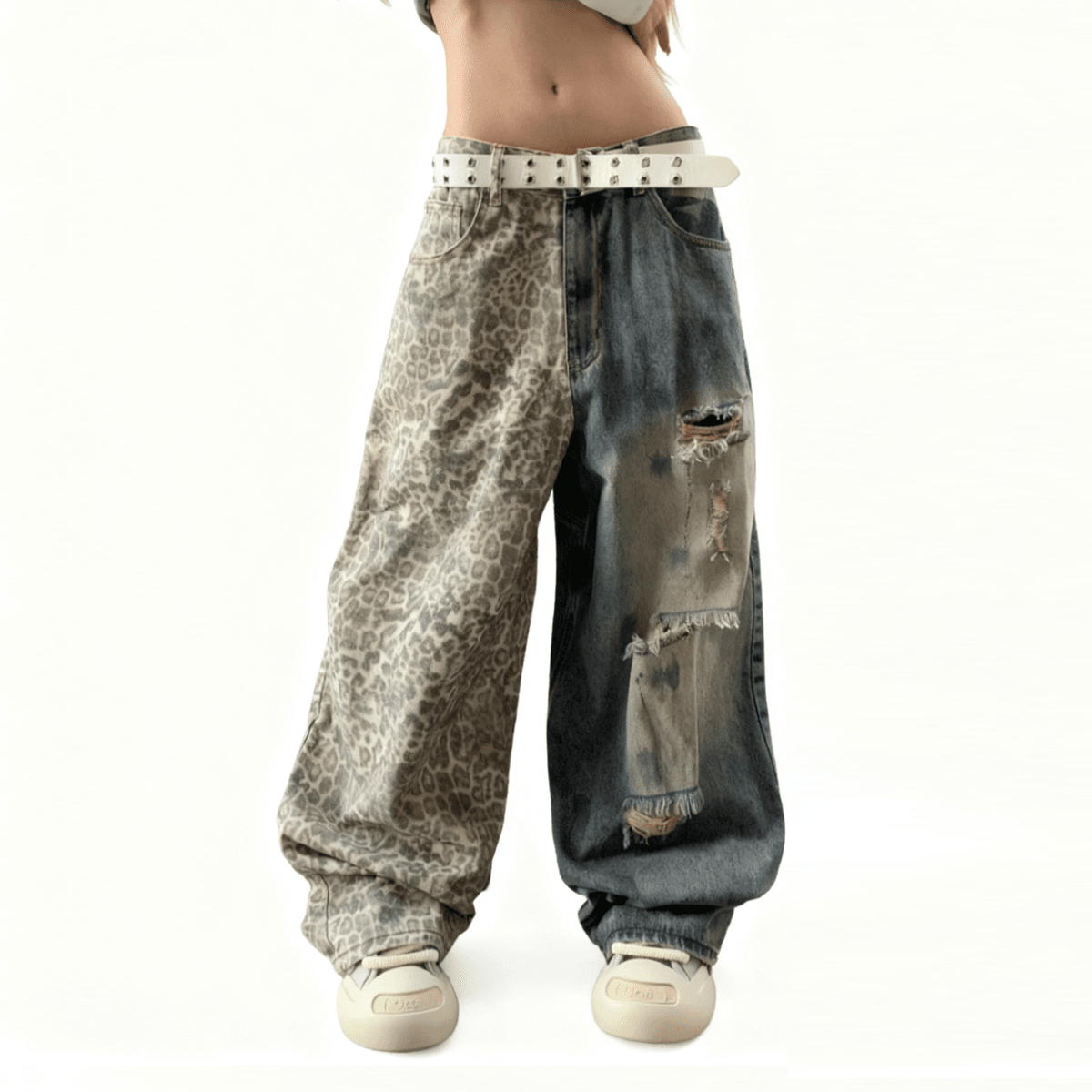 LEOPARD SPLIT DENIM