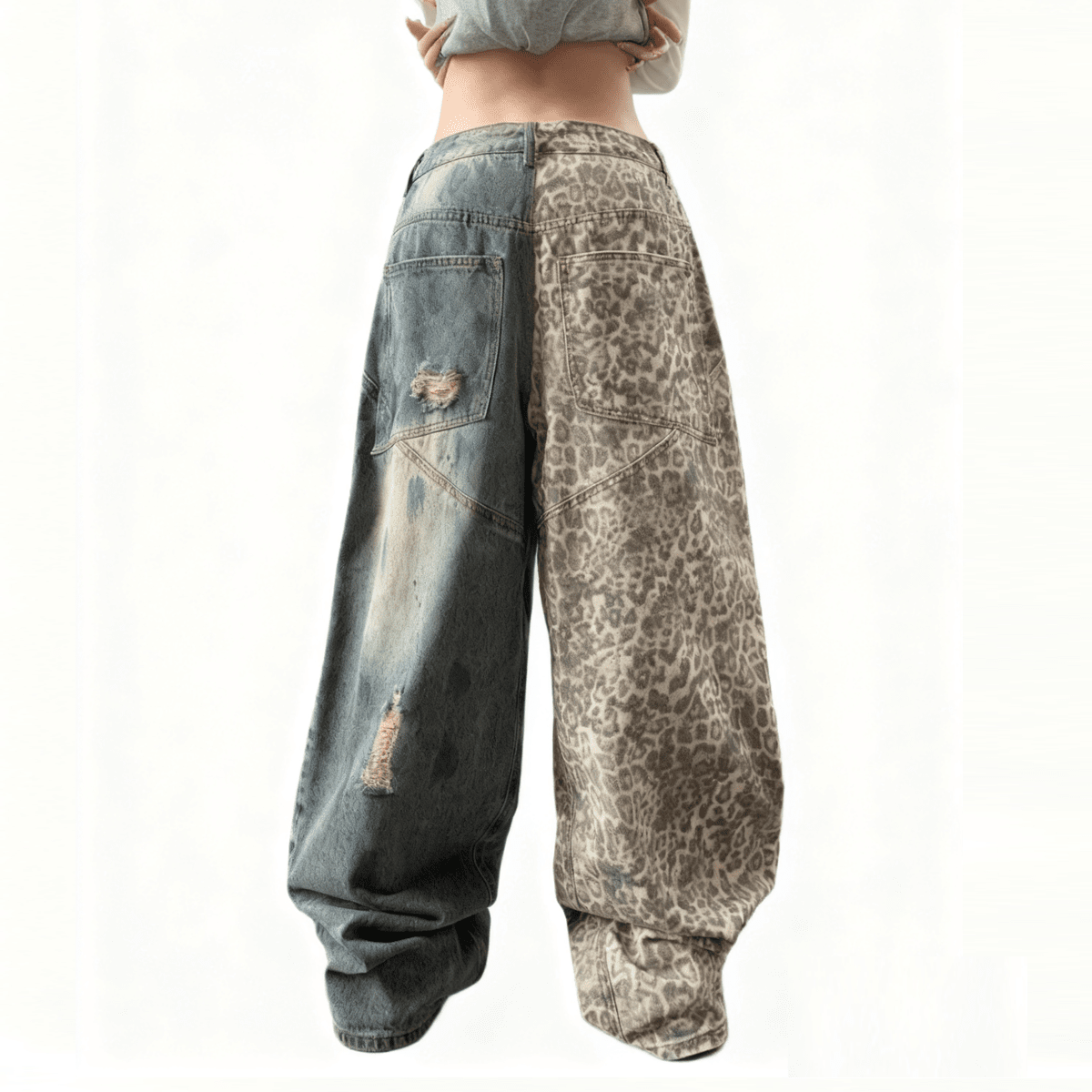 LEOPARD SPLIT DENIM