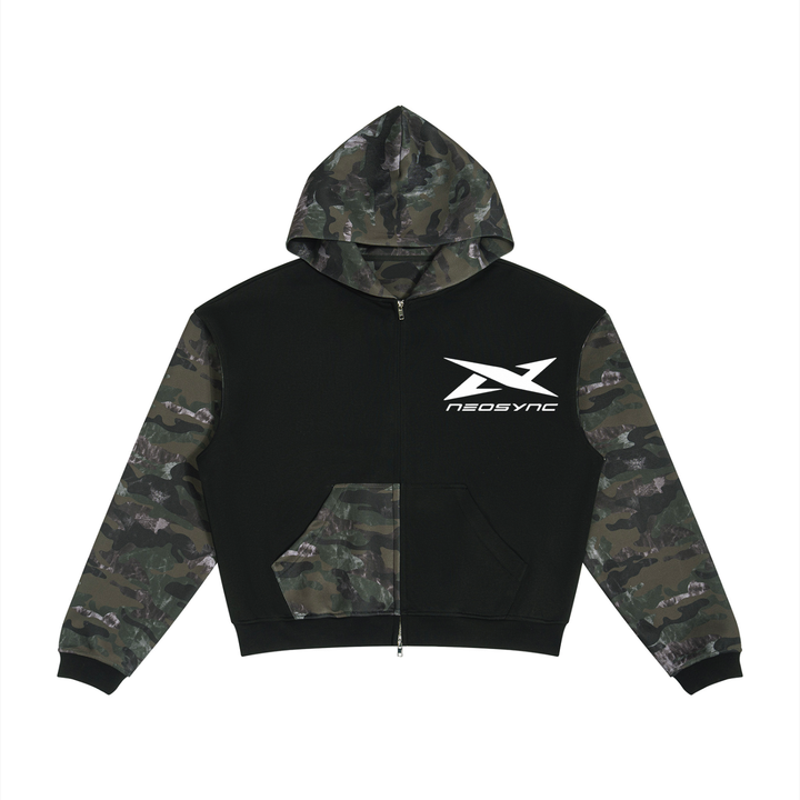 SYNC COLOR-BLOCK CAMO ZIP-UP HOODIE