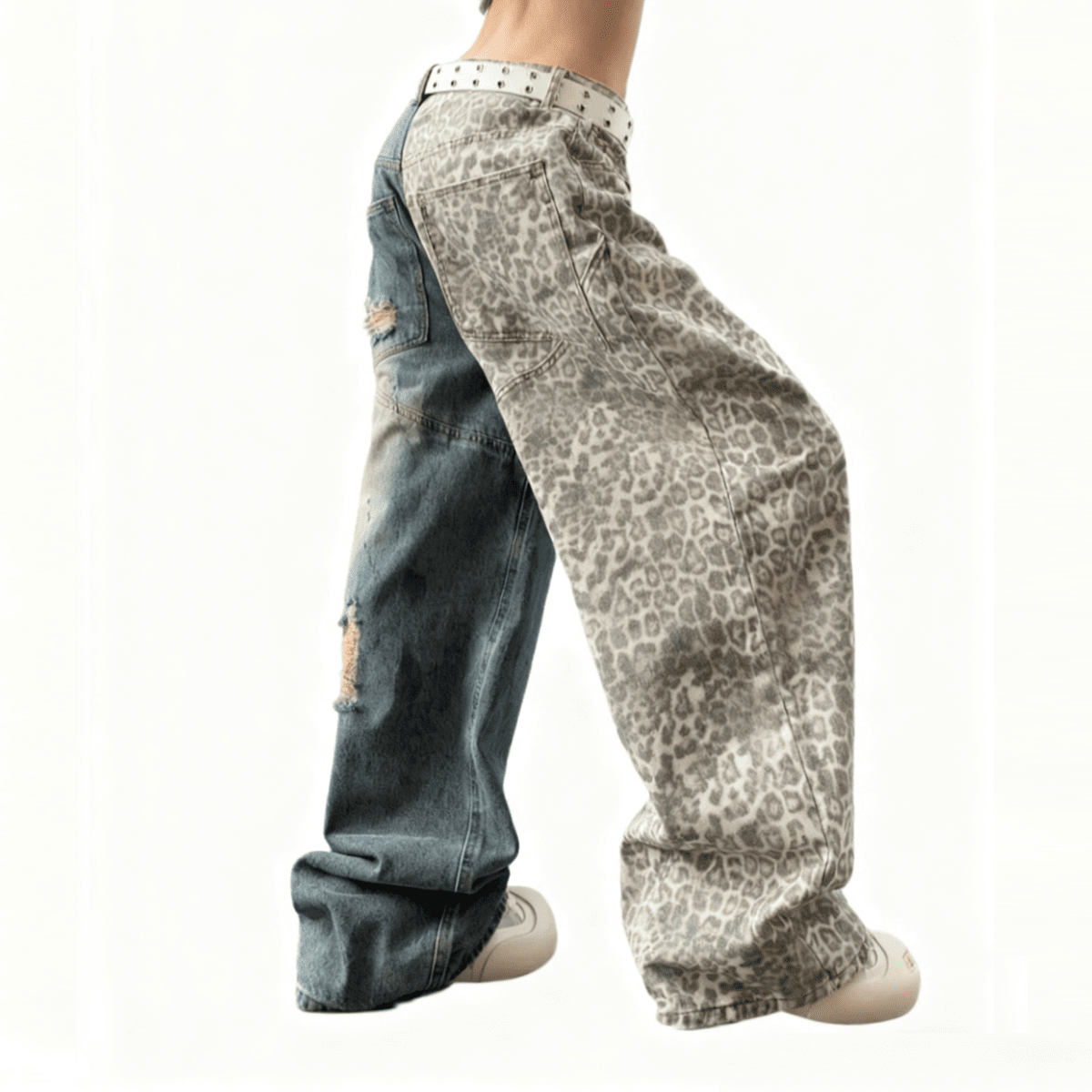 LEOPARD SPLIT DENIM
