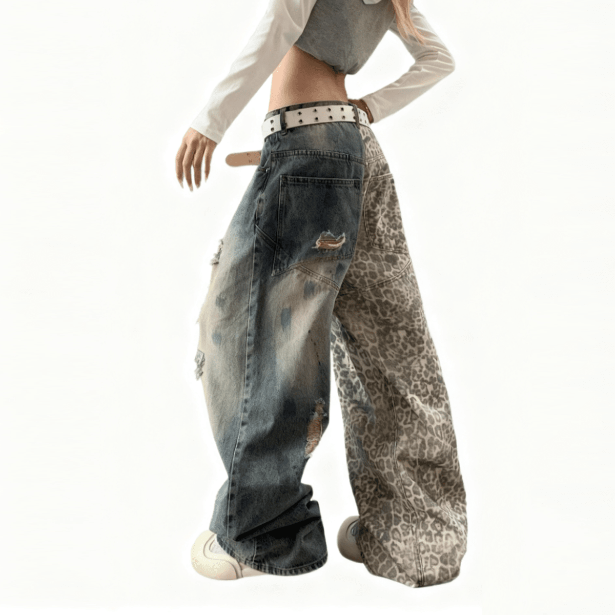 LEOPARD SPLIT DENIM