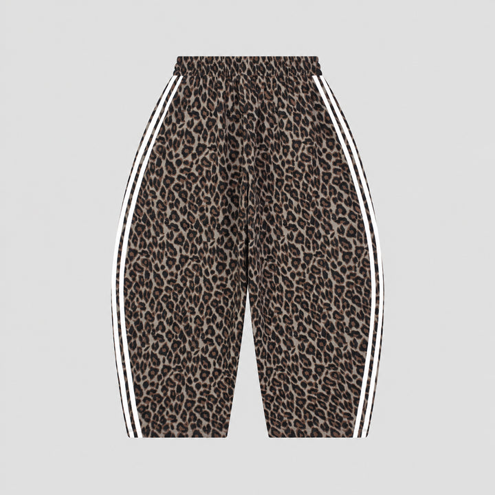 STRIPE LEOPARD BARREL SWEATPANTS