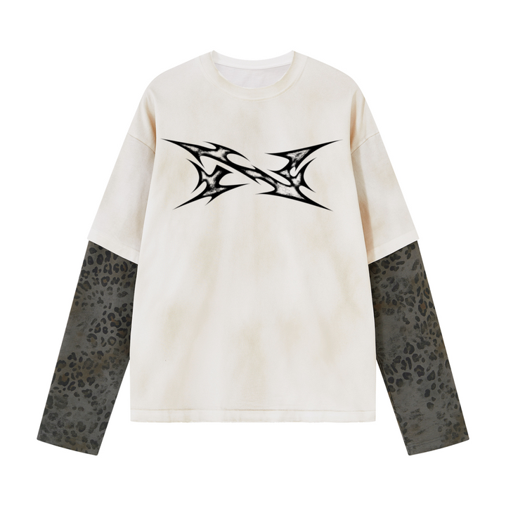 NEW YORKER LEOPARD PANELED LONG-SLEEVE
