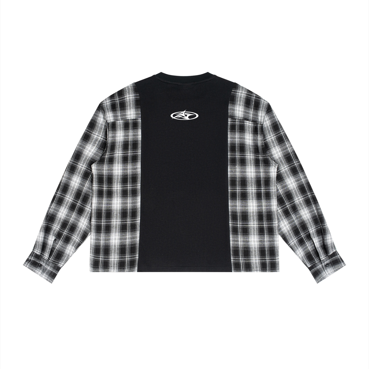 "Sync Plaid" Panel Long Sleeve T-Shirt