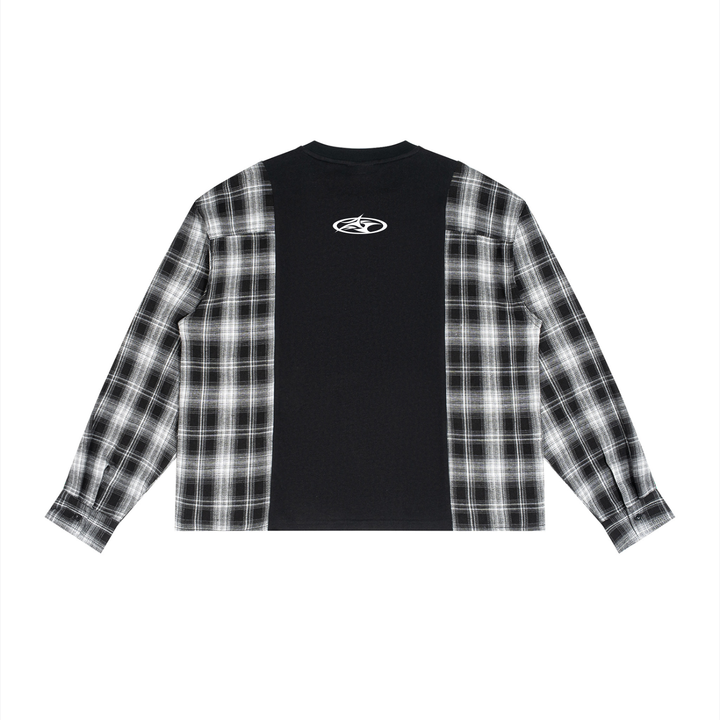 "Sync Plaid" Panel Long Sleeve T-Shirt